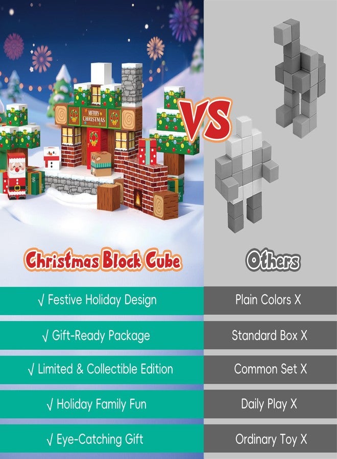 Timetome Magnetic Blocks, 100PCS Magnetic Building Block Cubes, STEM Montessori Sensory Toys for Kids Boys Girls Ages 3 4 5 6 7 8 9 10 (Christmas Version) - Image 4